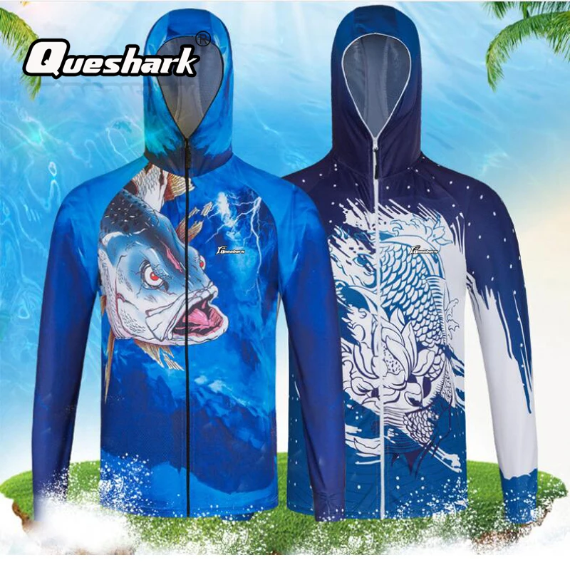 Queshark мужская верхняя одежда с капюшоном и защитой от ультрафиолета для рыбалки