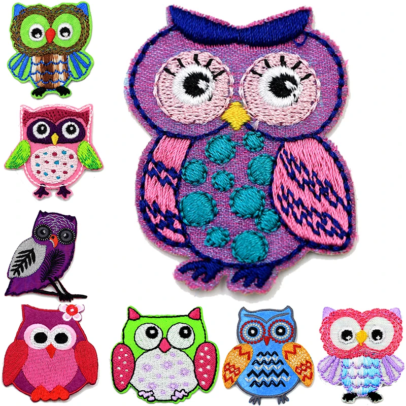 

JOD 8pcs/lot Set Embroidered Owl Patch Bird Badge Iron on Patches for Clothing DIY Decorative Jeans Stickers Applique for Jacket