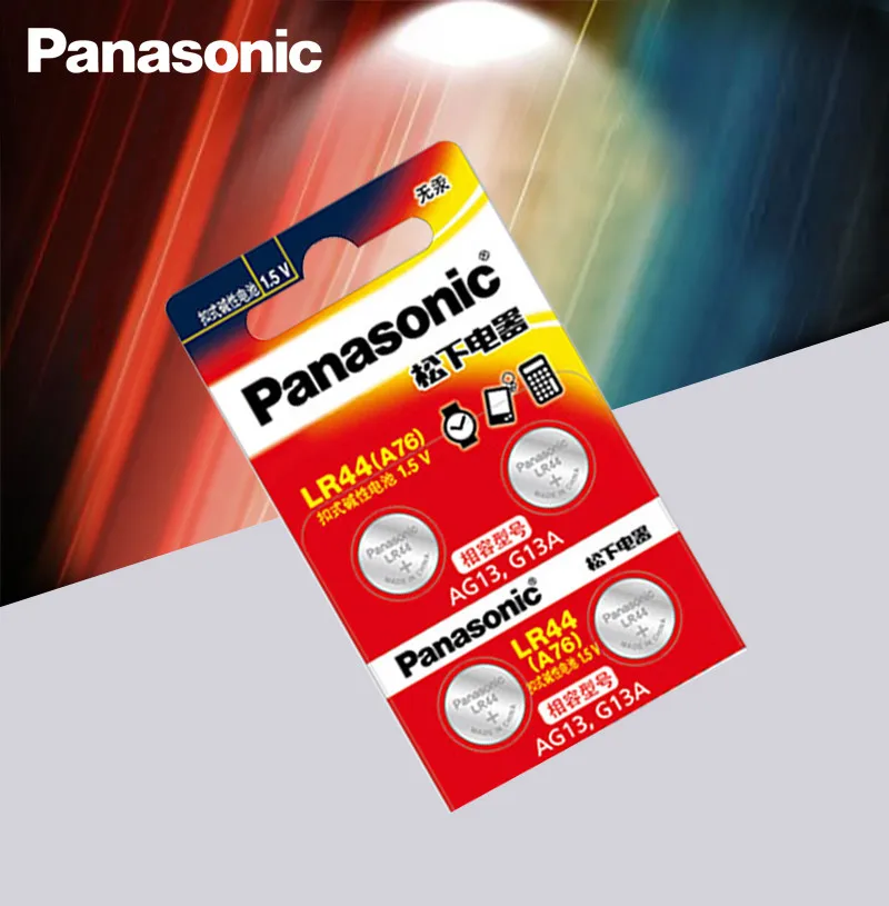 

Panasonic 100% Original 4pc 1.5V Button Cell Battery lr44 Lithium Coin Batteries A76 AG13 G13A LR44 LR1154 357A SR44