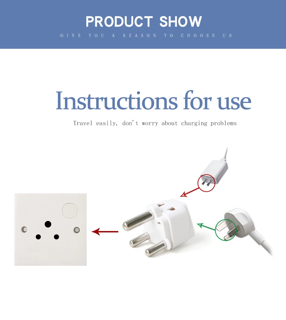 South African Conversion Plug Travel in Nepal Sri Lanka India Universal UKUSEUAU to Large South Africa Plug Outlet Adapter (6)