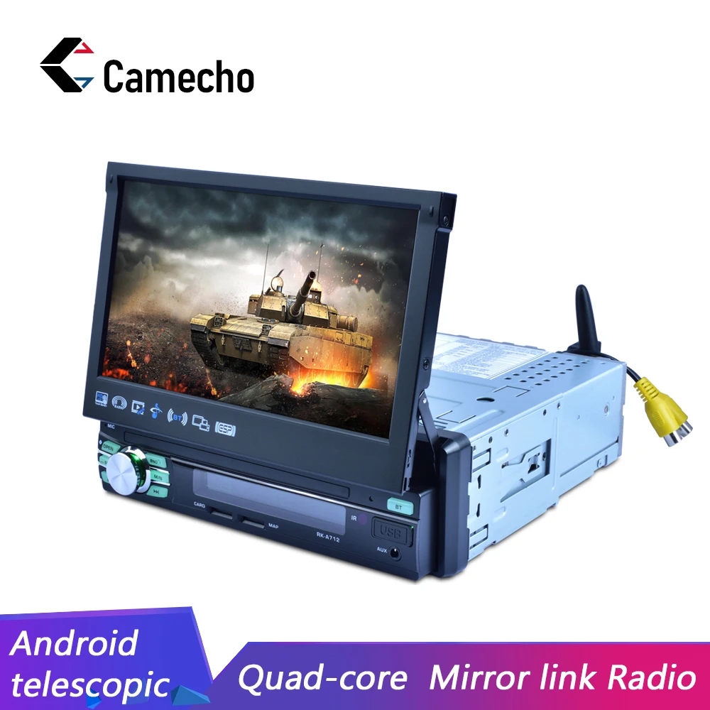 

Camecho 1Din Android 7.1 Car Multimedia Player GPS Car Radio Wifi Auto Retractable Screen Audio Stereo FM Bluetooth Audio Stereo