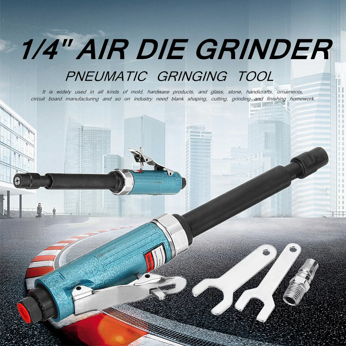 

AG-307 Air Pressure 90 PSI 11" Extended Shaft 1/4" Long Air Die Grinder 20000Rpm Pneumatic Grinding Tool High Speed Low Noise
