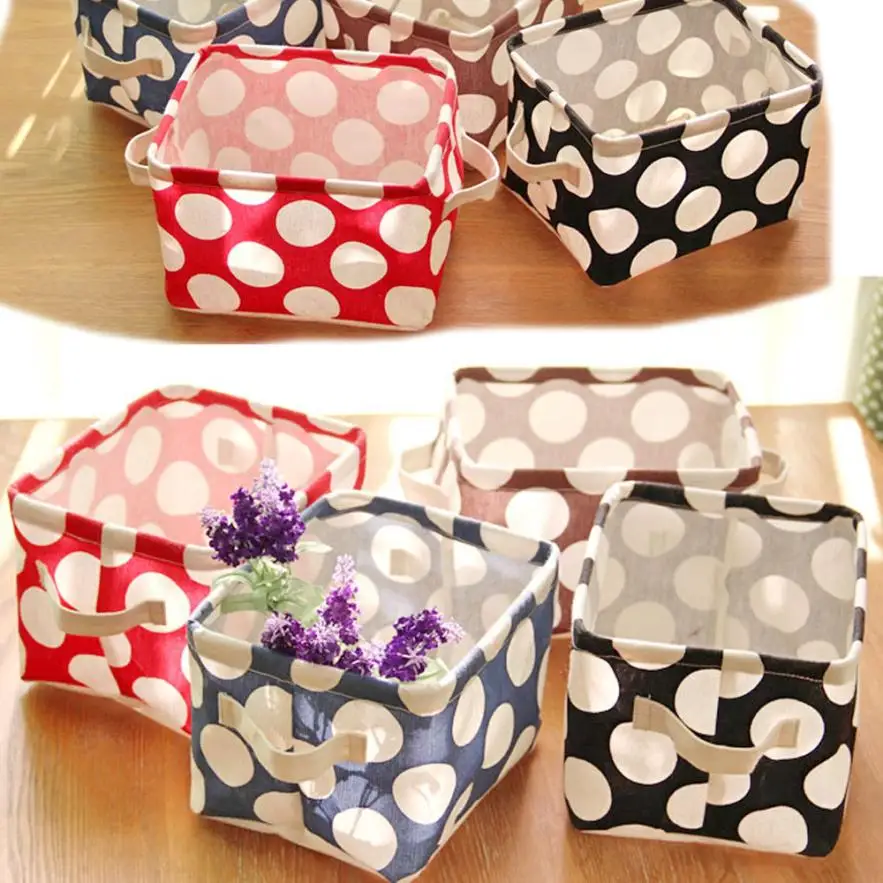 Cotton Linen Waterproof Storage baskets containers PE Coating Sundries