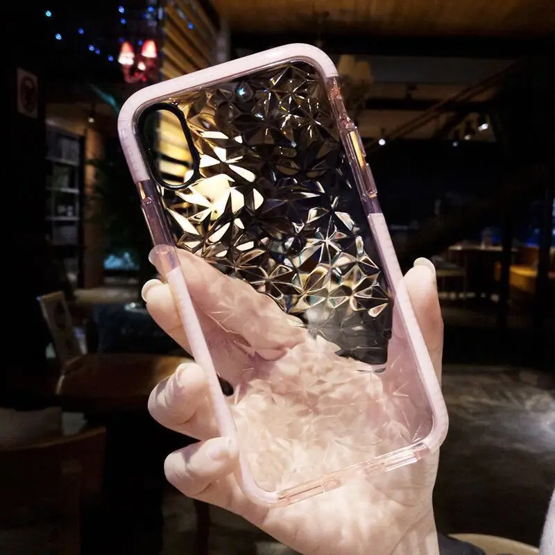 Прозрачный мягкий чехол для iphone XS X 8 7 Plus 6s Роскошные Алмаз текстуры силиконовый
