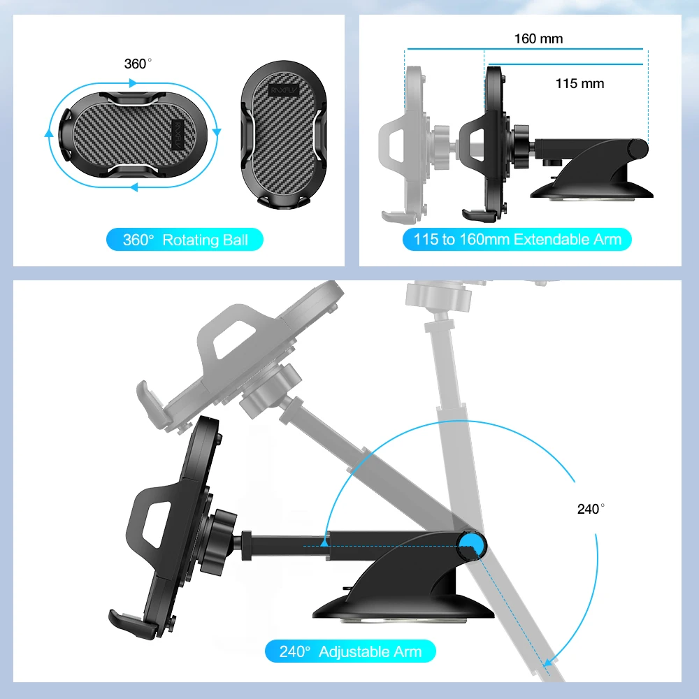  RAXFLY Auto Handy Halter Für Handy Im Auto Für iPhone X 7 8 Samsung S10 Drehbare Dashboard Windschu