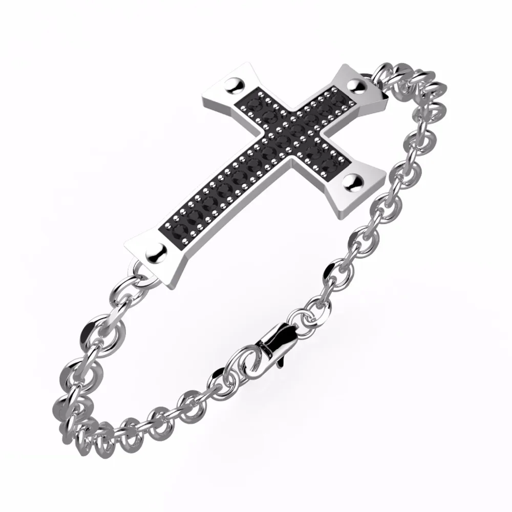 Jesus Christ Cross Bracelet Silver Religion Fashion Stainless Steel