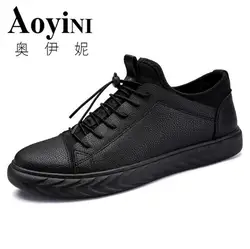 2019 весенние мужские повседневные туфли модные черные мужские туфли из искусственной кожи осенние непромокаемые Легкие мужские туфли