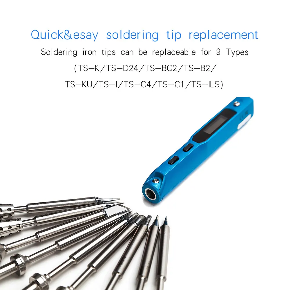 TS100 Mini Portable Smart Programmable Electric Soldering Iron Digital LCD Display Original Replacement Tip High Frequency+GIFT hot stapler plastic