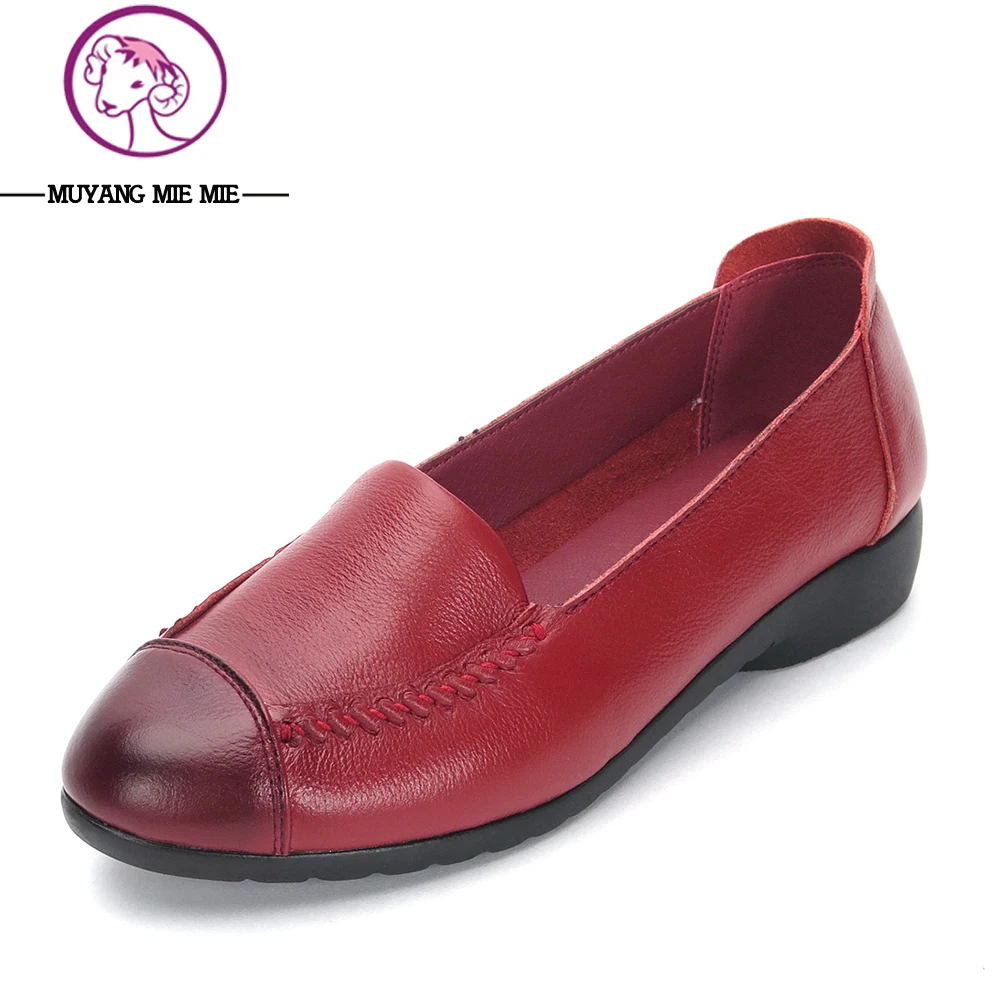 MUYANG MIE MIE Brand Spring Women Flats 2017 Fashion Genuine Leather