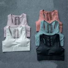 Назад выдалбливают фитнес женские спортивные бюстгальтеры Регулируемая пряжка одежда для йоги бюстгальтеры Высокая поддержка штаны для бега укороченный топ