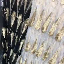 1 ярд Новое сексуальное платье с перьями кружевная ткань золотая вышивка тюлевой сеткой кружевной материал Ночное платье женские юбки делая кружево Новинка