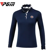 PGM рубашка для гольфа женская с полными длинными рукавами трикотажная женская спортивная куртка с отложным воротником удобная мягкая тонкая темно-синяя M l xl