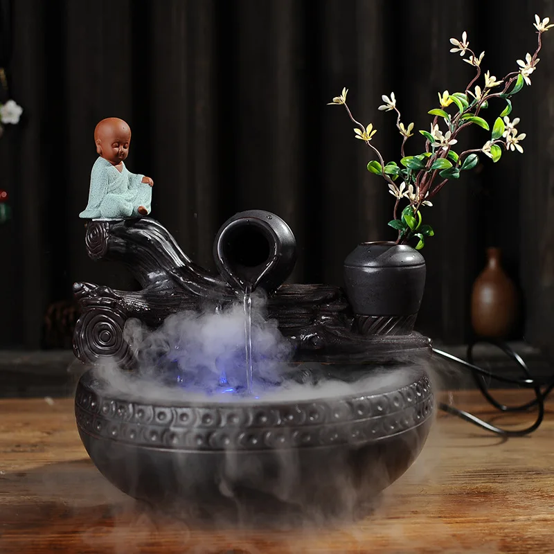 Ceramics Running Water Decoration Fountain Humidifier Living Room