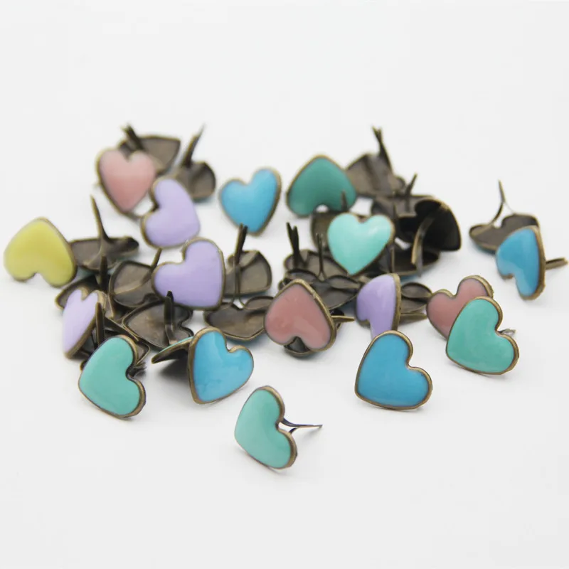 20pcs16mm смешанного металлического Lovely Heart ожерелье с штифтики для Скрапбукинг