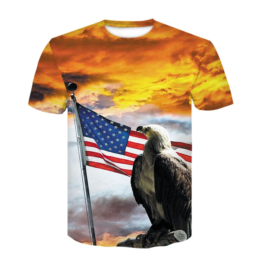 

Animal T shirt 3d eagle American flag print summer T shirt male female plus size T shirt male Camiseta Dropship