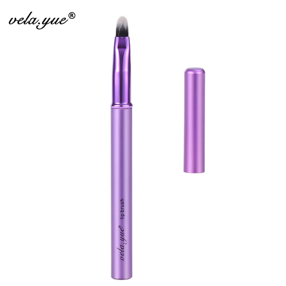 

vela.yue Lip Brush Lipstick Cosmetics Beauty Tool Violet Aluminum Handle with Cover