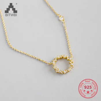 

100% S925 sterling silver exquisite zircon hollow circle zircon clavicle necklace