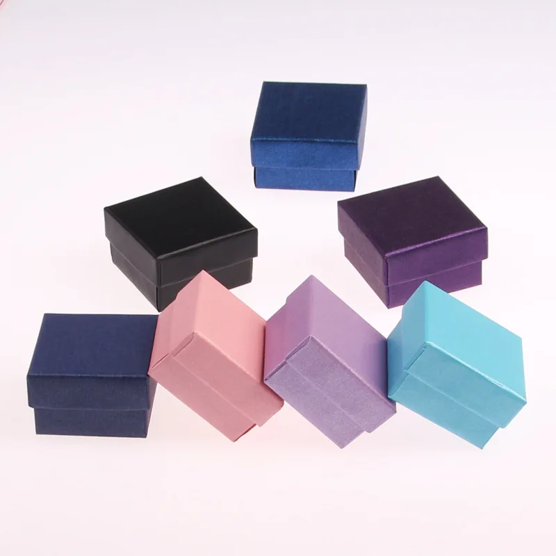 

10 pcs a lot New jewelry boxes,5x5x3cm box for ring earrings, paper packing boxes black pink blue purple boxes HQ01