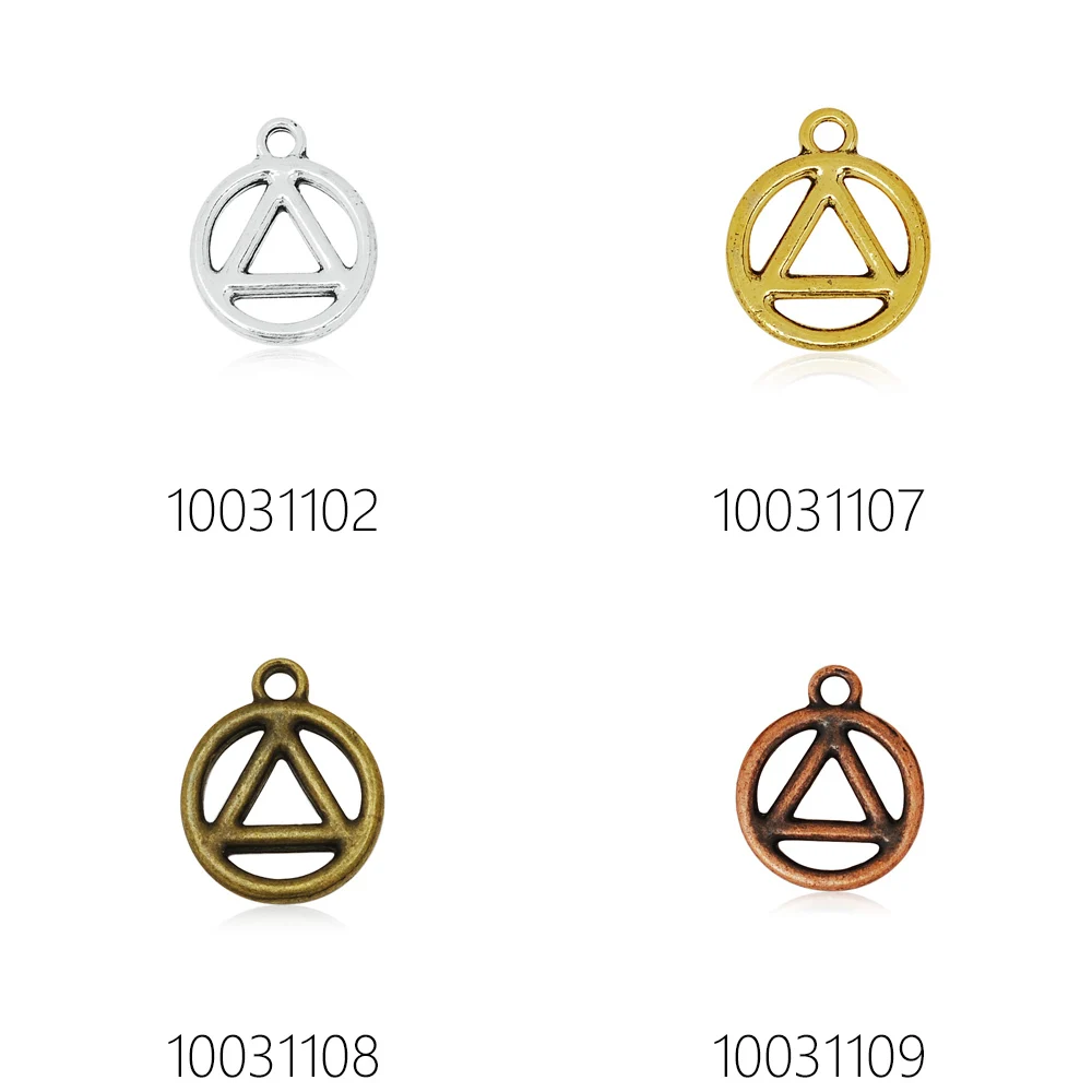 

Multicolor recovery symbol charm with ear, metal round antique silver sobriety circle charm