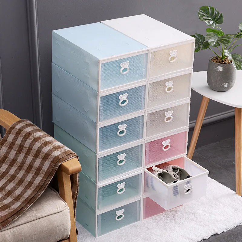 

Home Shoes Storage Eco-Friendly Shoe Storage Box Case Transparent Plastic Rectangle PP Organizer Thickened Drawer Storage Holder