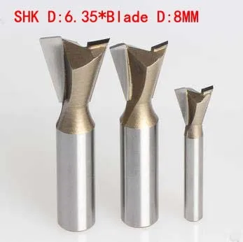 

SHK D:6.35MM Blade D:8mm 1pc Freeshipping MDF Woodworking Dovetail Milling Cutter Engraving tool