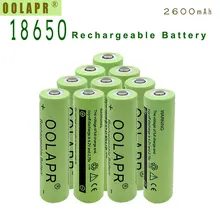 10 шт. OOLAPR зеленый 2600mAh 18650 аккумулятор 3,7 V литий-ионный аккумулятор для светодиодного фонарика игрушечные камеры оптом