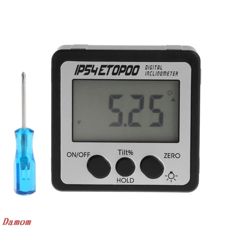 

Mini Digital Angle Gauge with Backlight Electronic Protractor Inclinometer Water Proof Tilt Box with Magnetic Base