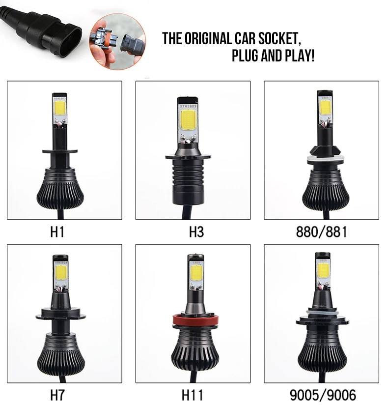 2 шт. двухцветсветильник светодиодные лампы H4 h7 H1 H3 9005 9006 H8 6000k|led headlight kit|headlight kith8