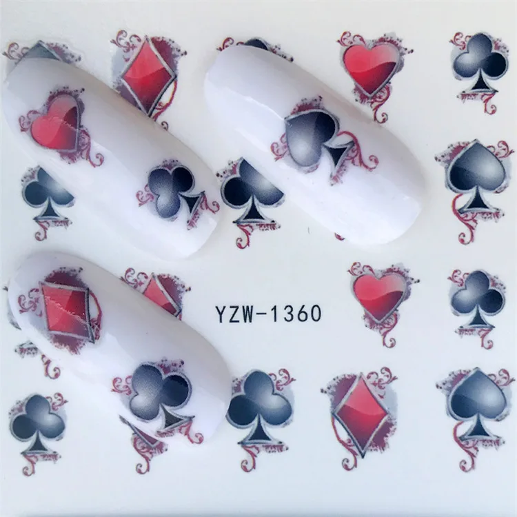 

Nail sticker art decoration poker love heart slider adhesive Water Transfer decals manicure lacquer art accessoires polish foil