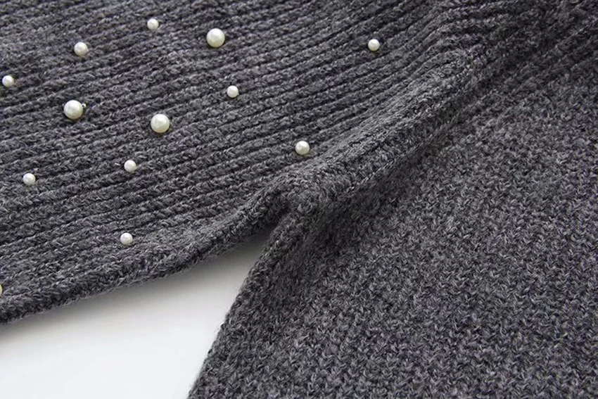 Плюс Размеры свитер Для женщин пуловеры жемчуг Бисер свитер толстый теплый зима с длинным рукавом вязаные свитера модные Повседневный
