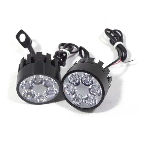 ZSDTRP 2 шт. светодиодный мотоциклетный головной светильник, светодиодные лампы 12 В, лампа для скутера, аксессуары для мото, противотуманный светильник s, вспомогательная лампа, зеркальный светильник заднего вида - Цвет: Черный