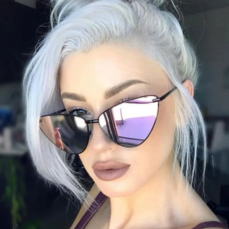 Vintage Sunglasses Women Cat Eye Sunglass Retro Sun Glasses Female Pink Mirror Eyewear Cat Eye Sexy Woman Fashion 2019