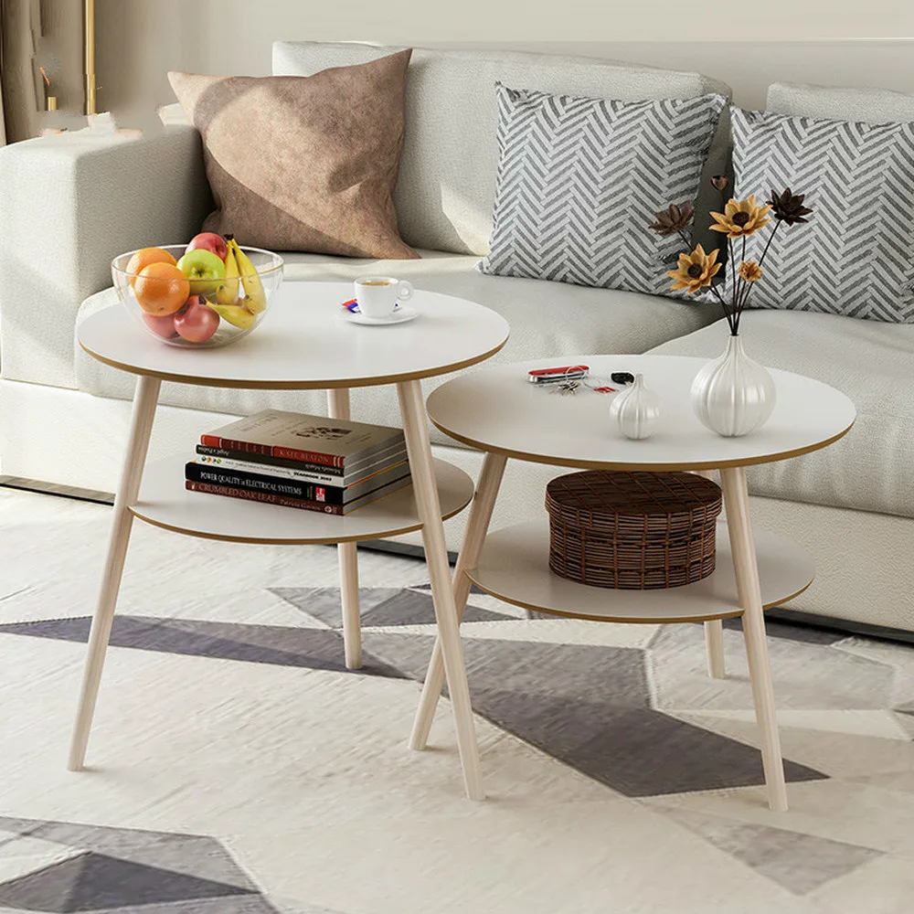Nordic Simple Coffee Table Solid Wood Round Side Table Bedroom Mini Bedside Table European Sofa Corner LM01041134