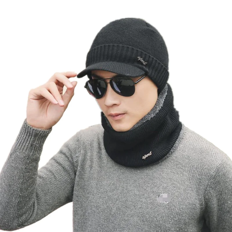 

2017 Brand Beanies Knit Men'S Winter Caps Skullies Beanies Bonnet Knitted Ring Scarf & Hat For Man Women Beanie Wool Knitted Hat