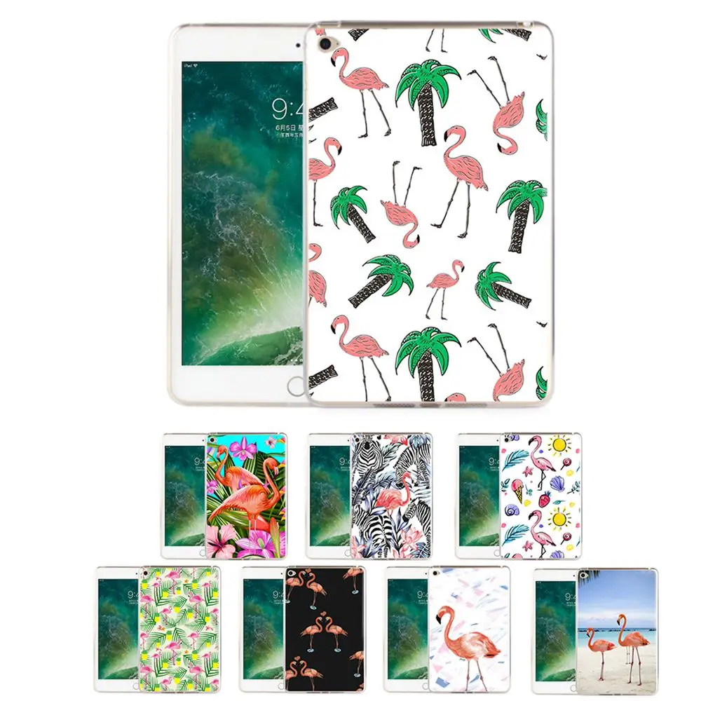 

Wild Tropical Cartoon Flamingo Green Leaves Fashion Modern TPU Silicone Soft Tablet Case Cover For Apple iPad 2 3 4 Generation