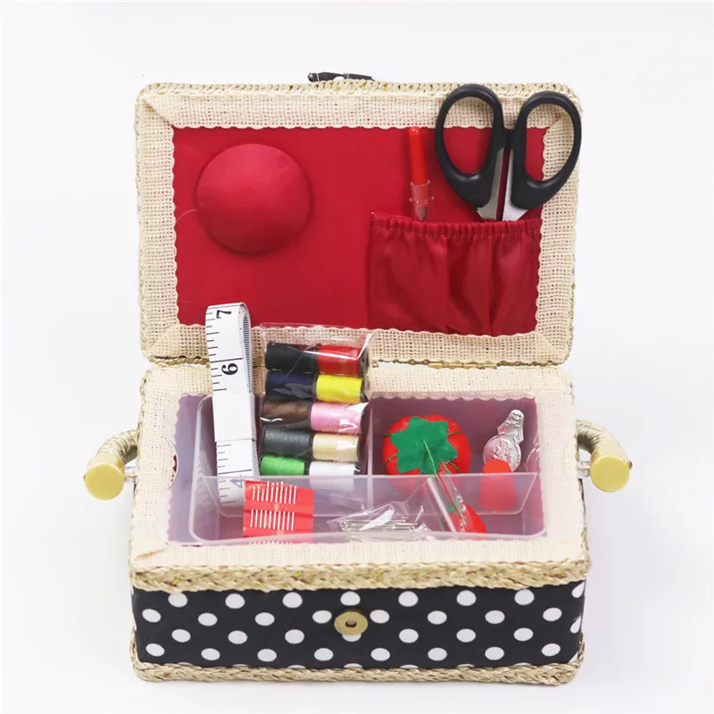 Handmade Cotton Fabric Storage Sewing Basket Sewing Thread Scissors Tools Accessory Craft Tools Storage Box For Women Wife Gift (8)