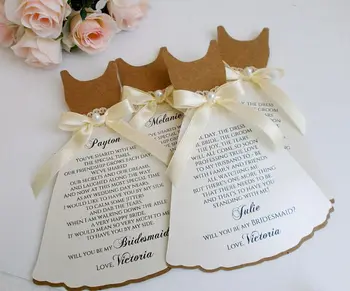 

custom wedding Dress invitations Will you be my bridesmaid matron of honor Proposal invite Cards Bridal Party gifts favors
