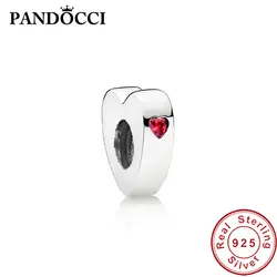 PANDOCCI 100% Серебро 925 пробы 796559CZR Два кольцо с сердцами оригинальный Spacer Шарм женщин ювелирные изделия оптом