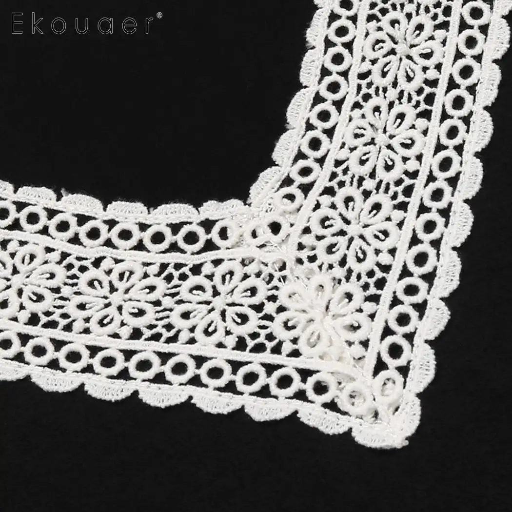 Ekouaer ночные рубашки с длинным рукавом пижамы повседневные женские кружевные v