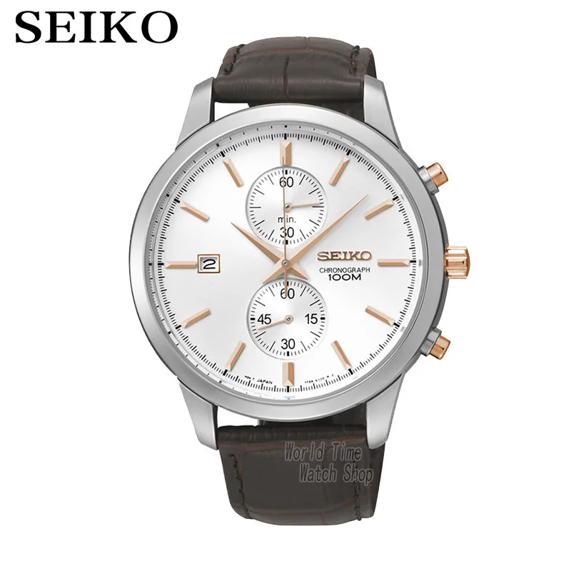 Seiko часы мужские Топ люксовый бренд спортивные наручные часы солнечные часы кварцевые часы наручные мужские Хронограф Relogio Masculino SNN