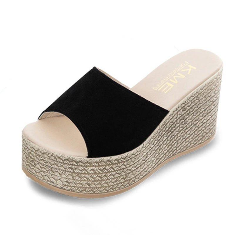 

DropShipping Wedges High Heels Slides Women Designer Creepers Sandals Slippers Peep Toe Brand Women Flip Flops Slip On