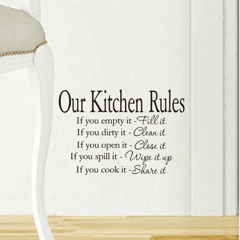 Home decor съемные стенки наклейки Кухня правила этикета аксессуары для дома красивый узор Дизайн украшения домашнего декора
