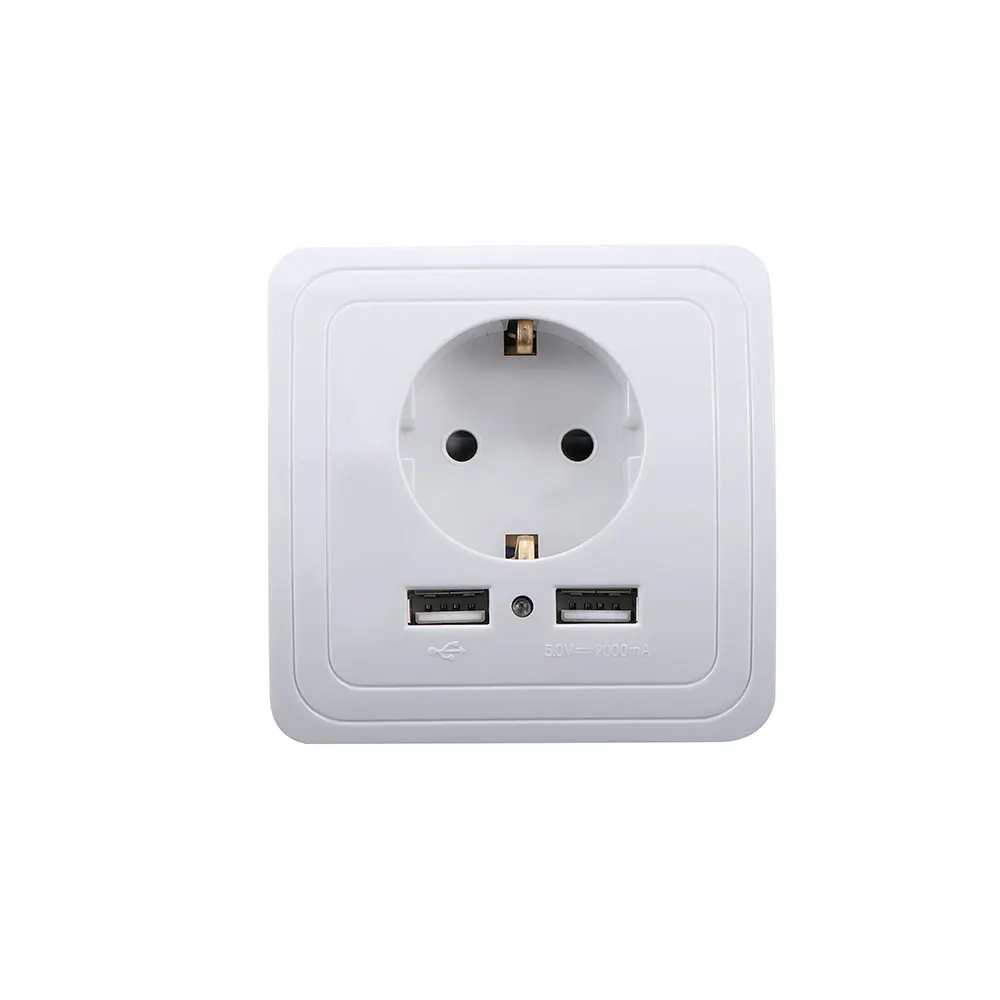 High Quality Safe Durable German Standard 250V 16A Arching Plug Switch Power Outlet Wall Socket With Dual USB | Обустройство дома