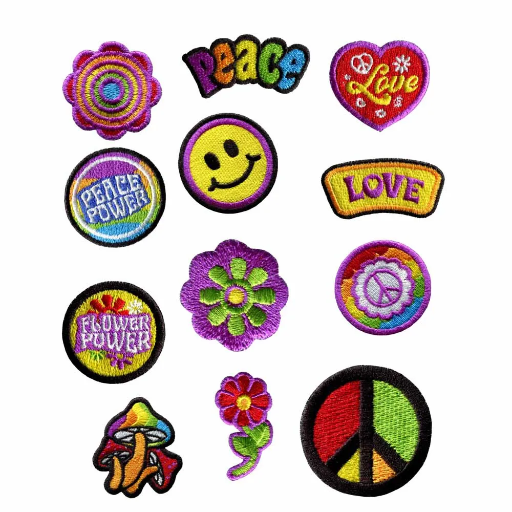 

12PCS Hippie High quality beautiful Lovely Embroidered Patch sewing or ironing fabric bagde for baby clothing bags jackets