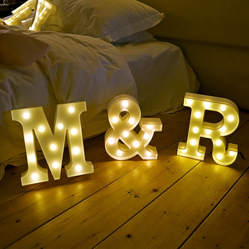 

Nordic Style English Letter LED Marquee Sign Alphabet Light Indoor Wall Hanging Night Light Bedroom Wedding Birthday Party Decor