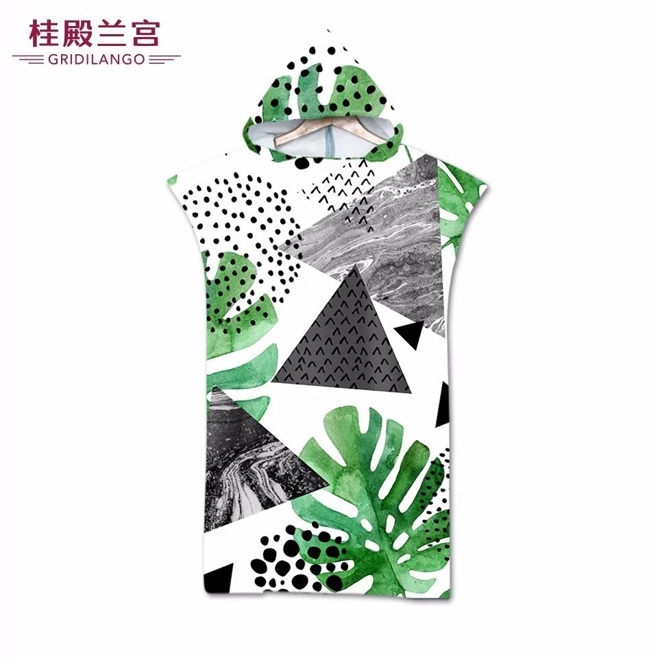 

GRIDILANGO Summer Hot Seahorse Palm Leaf Starfish Hooded Beach Towel Cloak Microfiber For Adult Swimming Bath Towel Custom Made