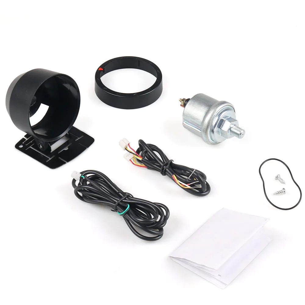 Dynoracing 60 мм Автомобильный манометр давления масла 0-10 бар Масляный Пресс-метр красный и белый Освещение автомобиля метр с датчиком давления масла