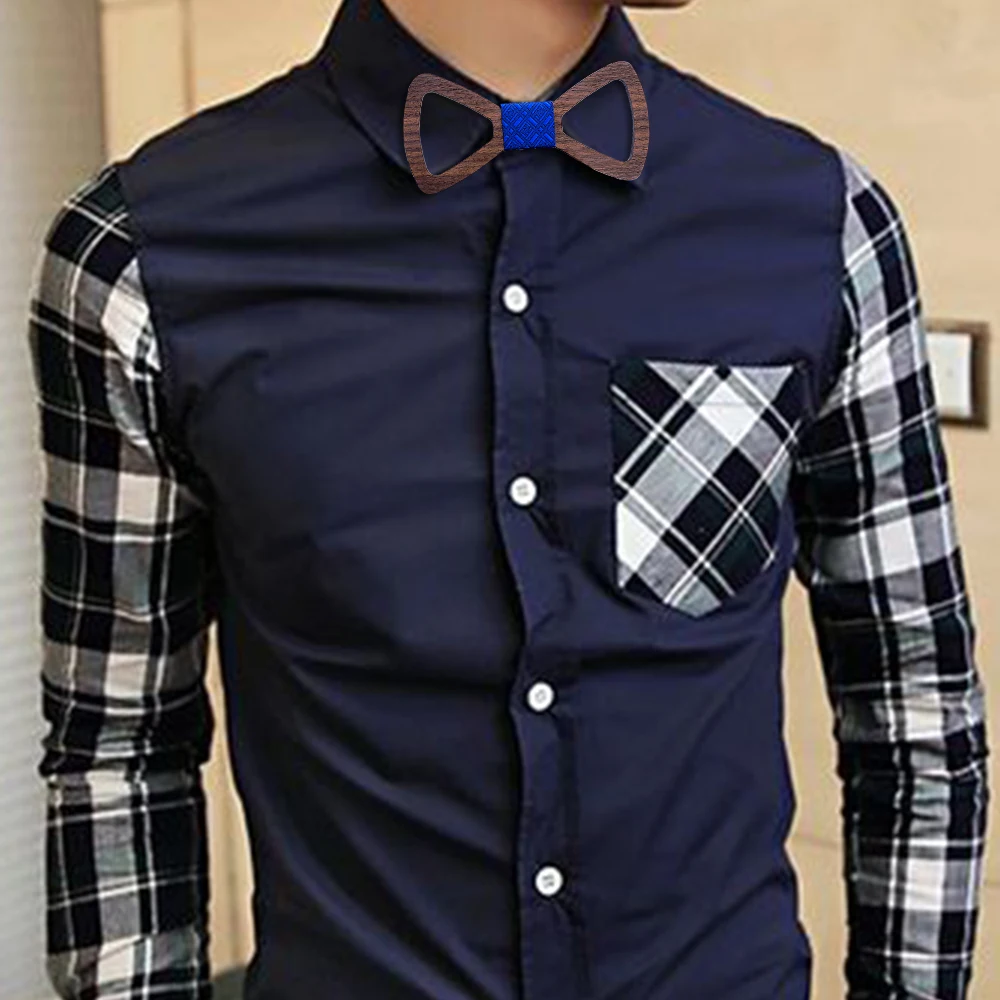  Men Wedding Party Polka Dot Carved Wood Bow Tie Cuff Links Handkerchief Bowtie Cufflinks And Brooch