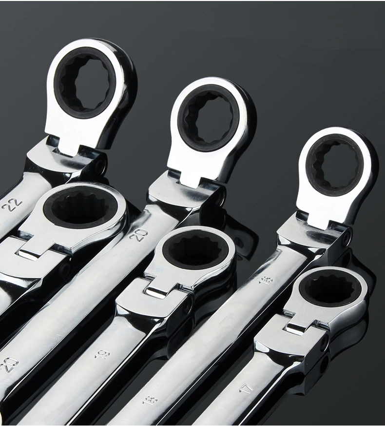  Adjustable Ratchet Wrench 10pcs Wrenches Hand Tools Chromed Gear Spanner Flexible Head Combination 