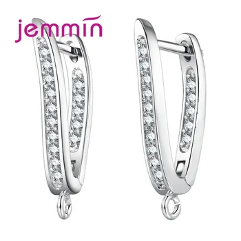 

Hot Sale 925 Sterling Silver Earrings Accessories Letter V Shape Earrings Clasp Paved Little Crystal for Women Jewelry